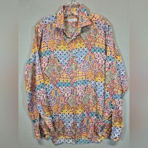 Etro Milano Men’s Large Multicolor Paisley Patchwork Button Up Shirt Luxury